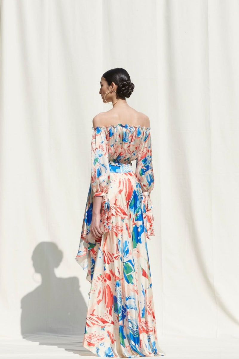 Drape Skirt With Off shoulder Top
