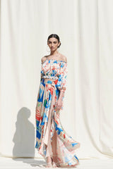 Drape Skirt With Off shoulder Top