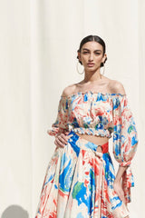 Drape Skirt With Off shoulder Top