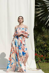 Drape Skirt With Off shoulder Top