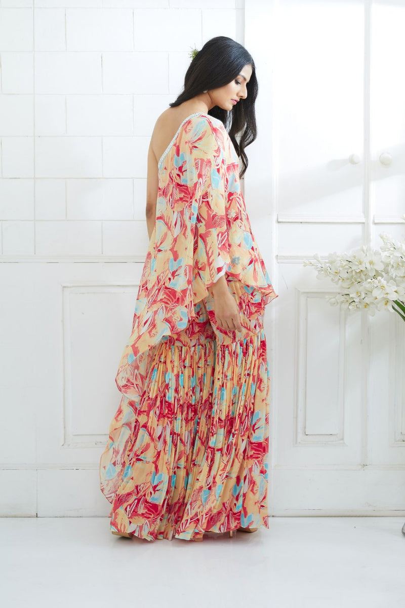 One Shoulder Printed Top With Sharara
