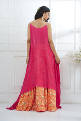 Fuchsia Embroidered Printed Lehenga set