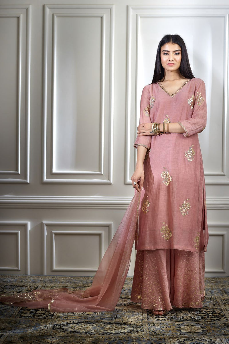 Dusty Pink Kurta Sharara Set