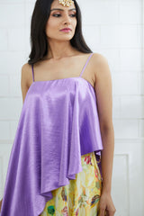 Lilac Asymmetric Printed Lehenga Set