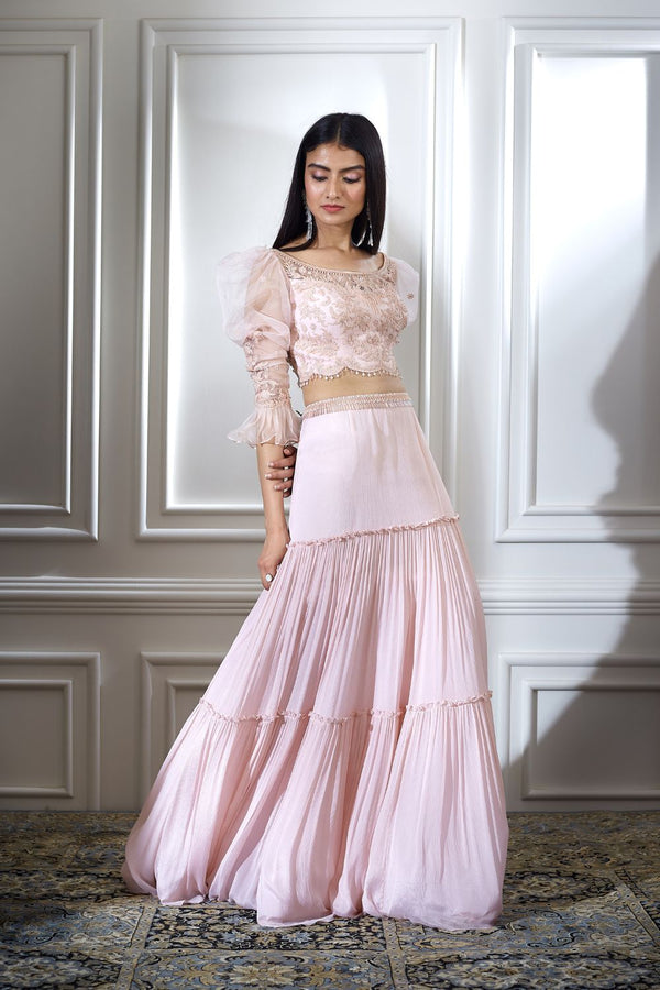 Soft Peach Dori Embroidered Lehenga Set