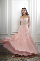 Peach Pink Dori And Hand Embroidered Anarkali