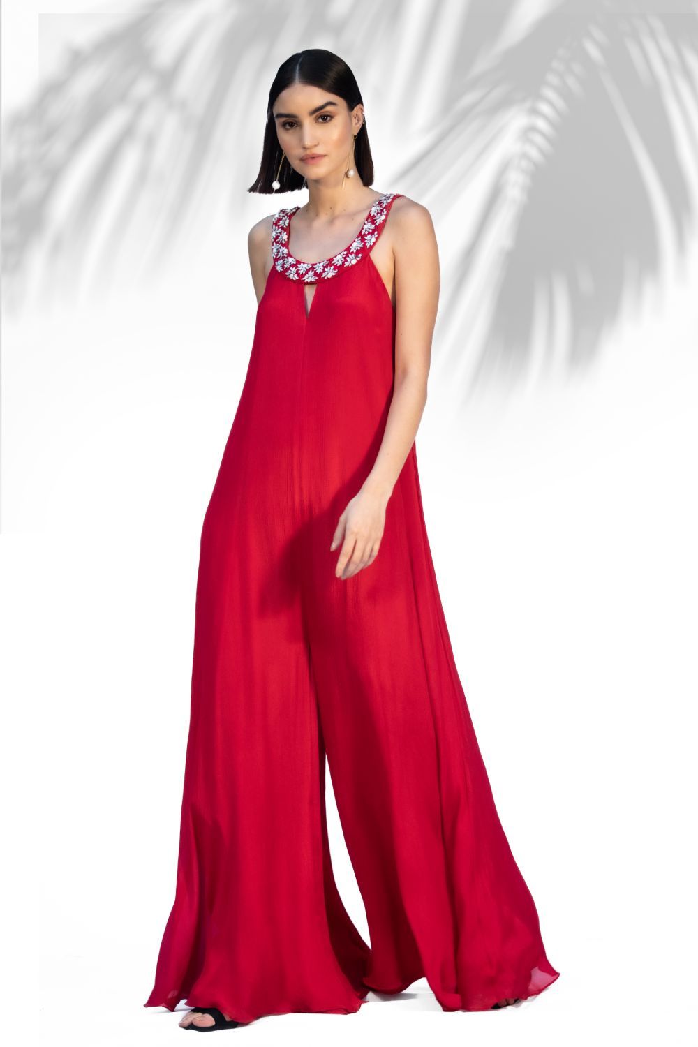 Ruby Red Flared Jumpsuit