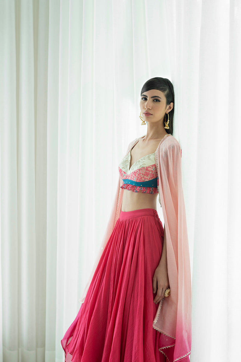 Printed Patchwork Lehnga Set