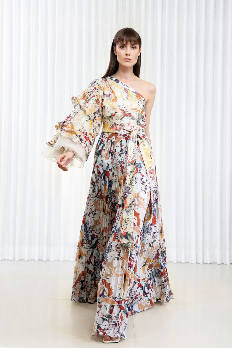 Autumn leaves brasso pleated dress
