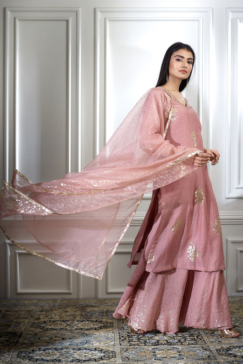 Dusty Pink Kurta Sharara Set