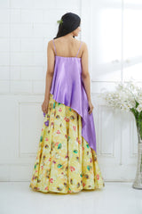 Lilac Asymmetric Printed Lehenga Set