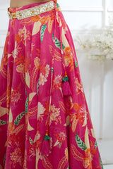 Off-shoulder Embroidered Lehenga Set