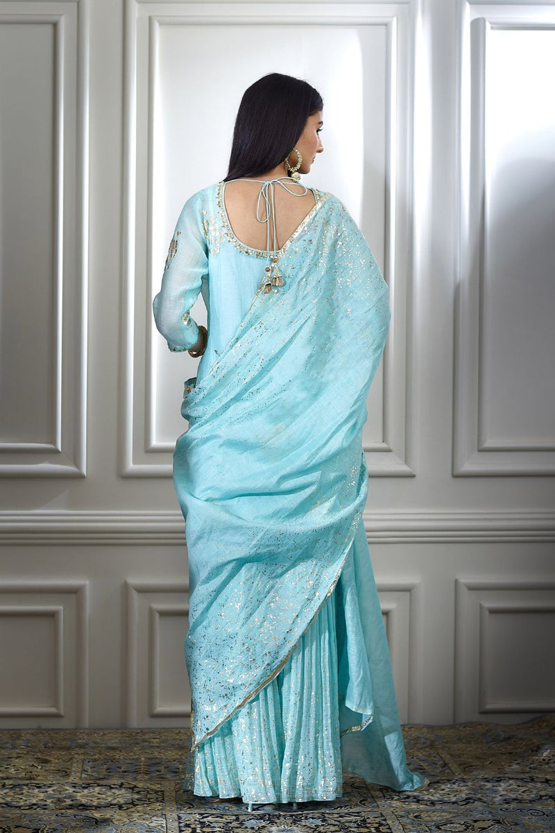 Aqua foil printed kurta Set
