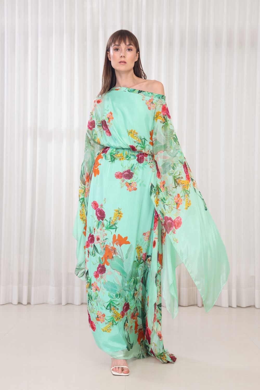 Dahlia Bouquet Printed Kaftan Dress