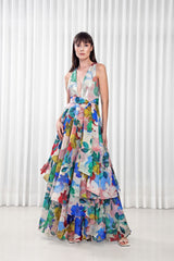 Hibiscus layered maxi dress