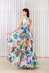 Hibiscus layered maxi dress