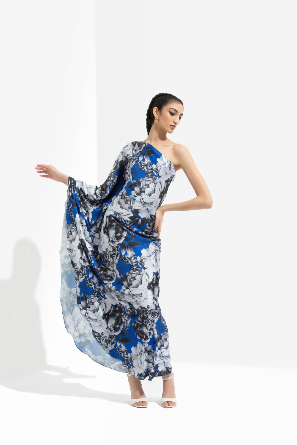 Luana Printed One Off Shoulder Kaftan Dress