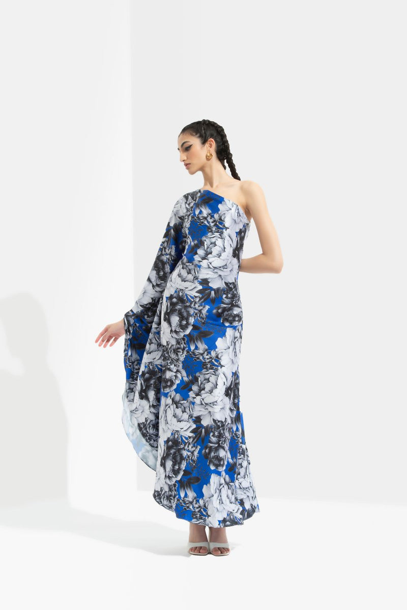 Luana Printed One Off Shoulder Kaftan Dress