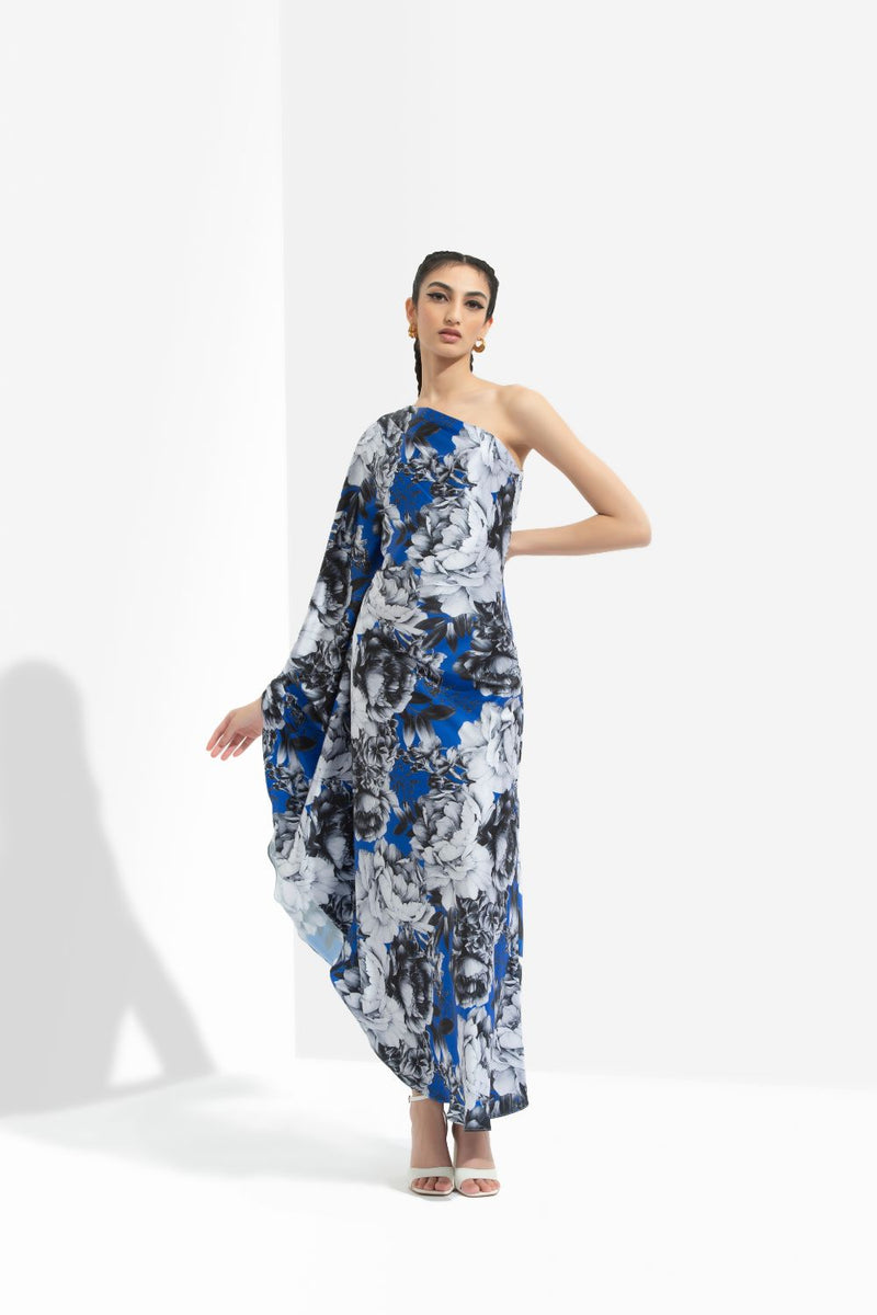 Luana Printed One Off Shoulder Kaftan Dress
