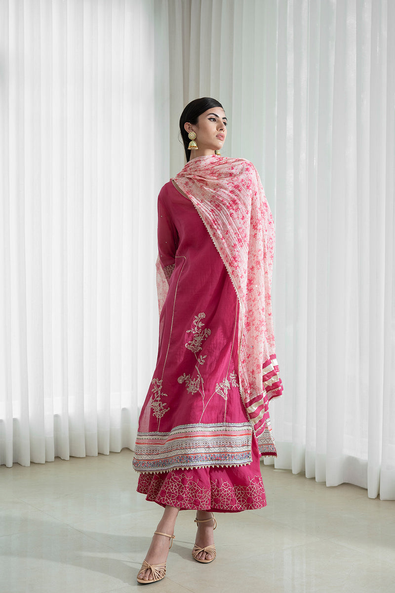 Kurta And Sharara Paired Printed Dupatta