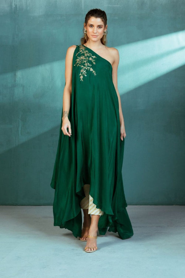 Emerald Green Crepe Kaftan Pant Set
