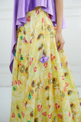 Lilac Asymmetric Printed Lehenga Set