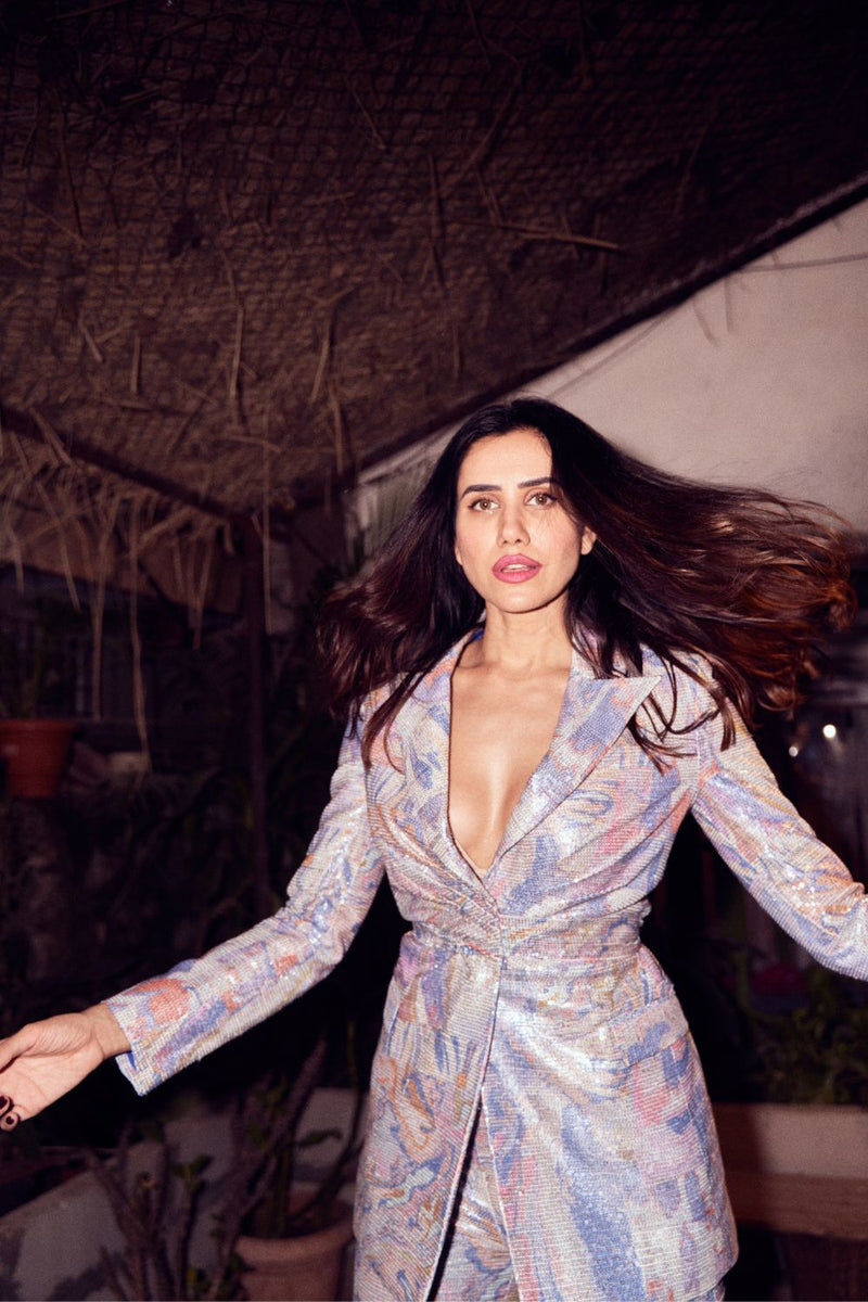 Sonnalli Seygall - Blue sequins blazer set