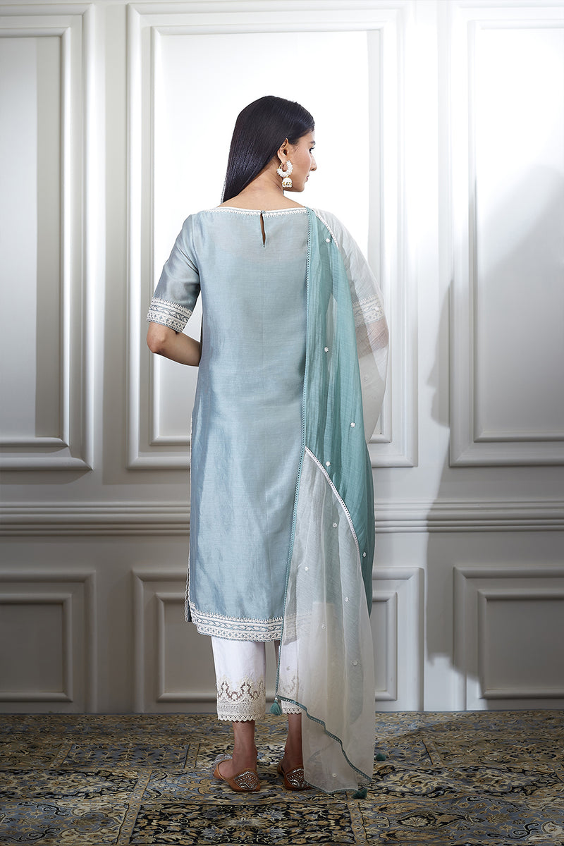 Green Dori Embroidered Kurta Set