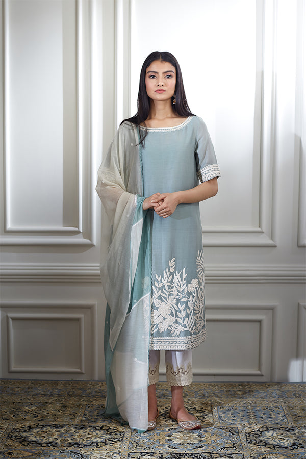 Green Dori Embroidered Kurta Set