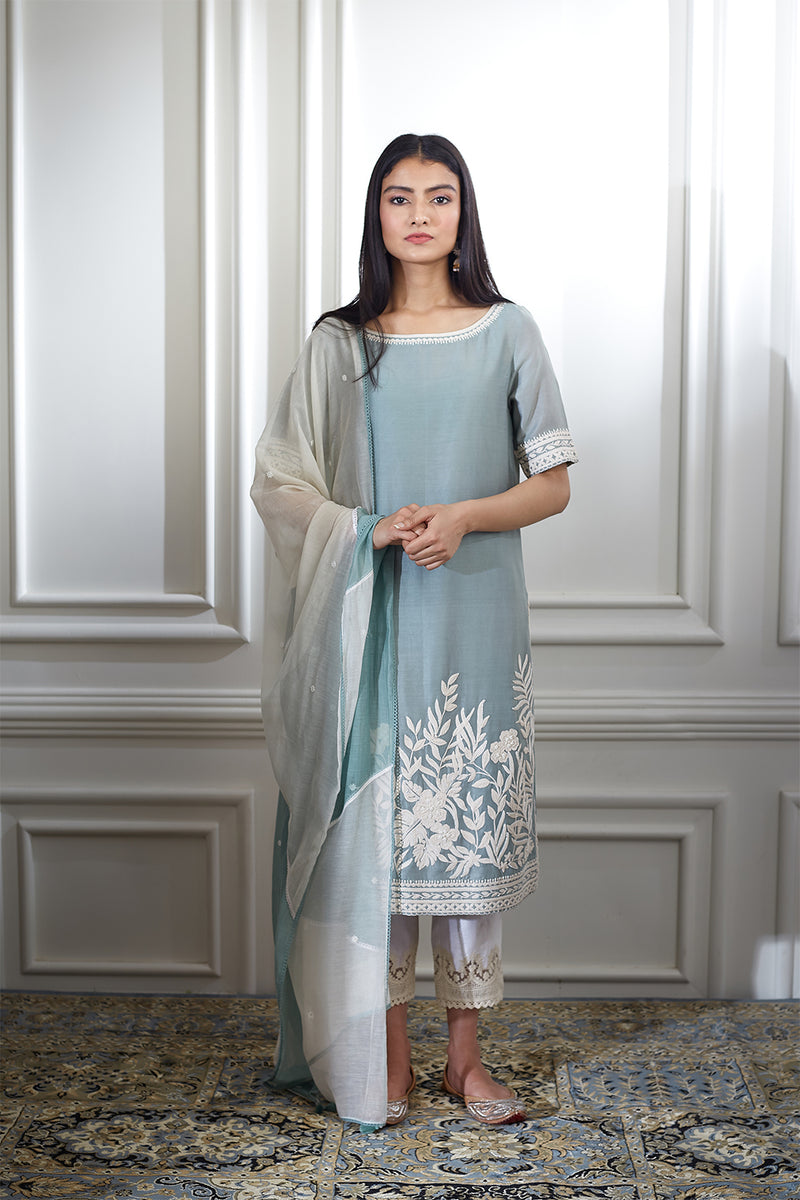 Green Dori Embroidered Kurta Set