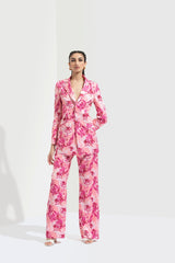 Sakura Printed Jacket Paired With Bootleg Trouser