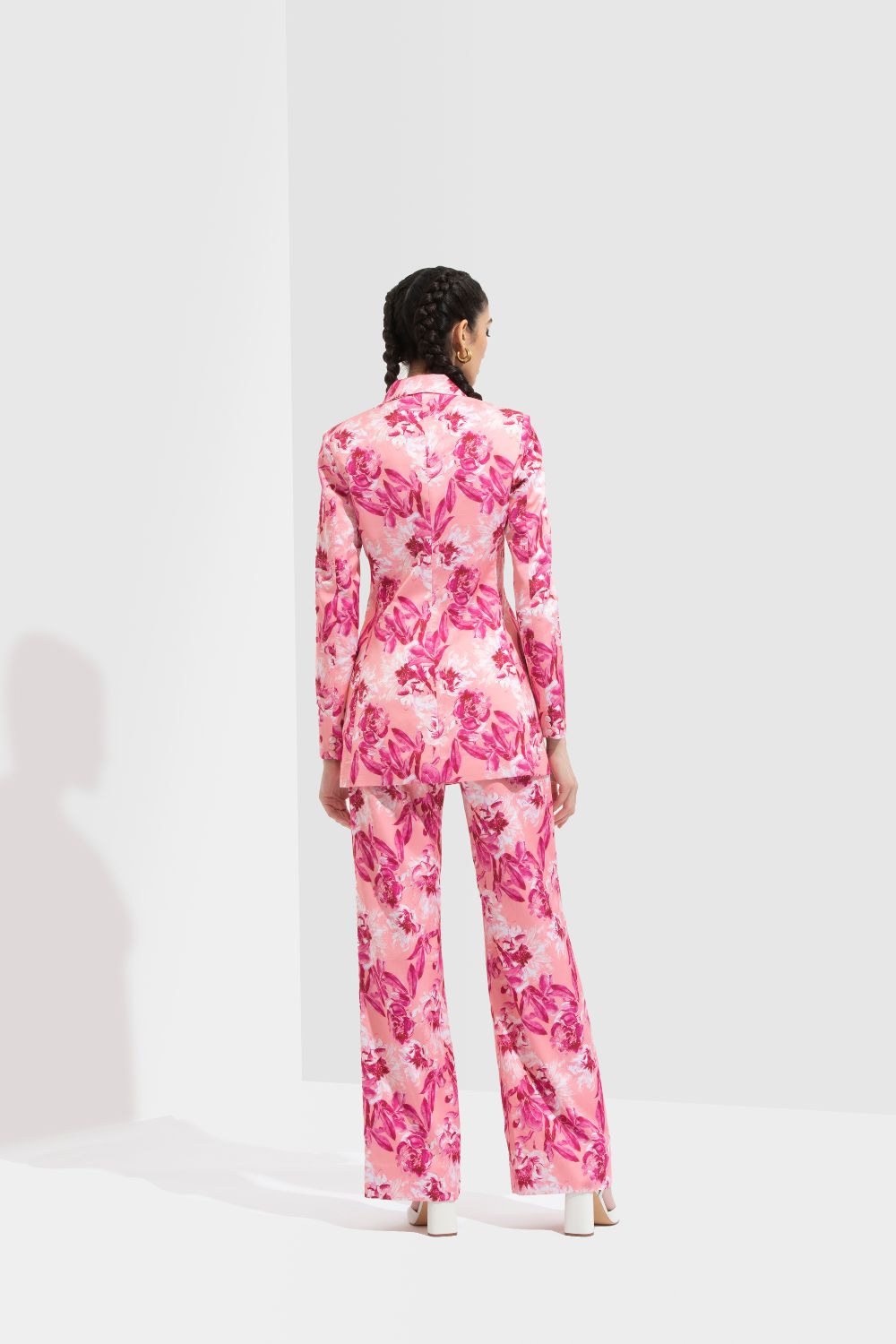 Sakura Printed Jacket Paired With Bootleg Trouser