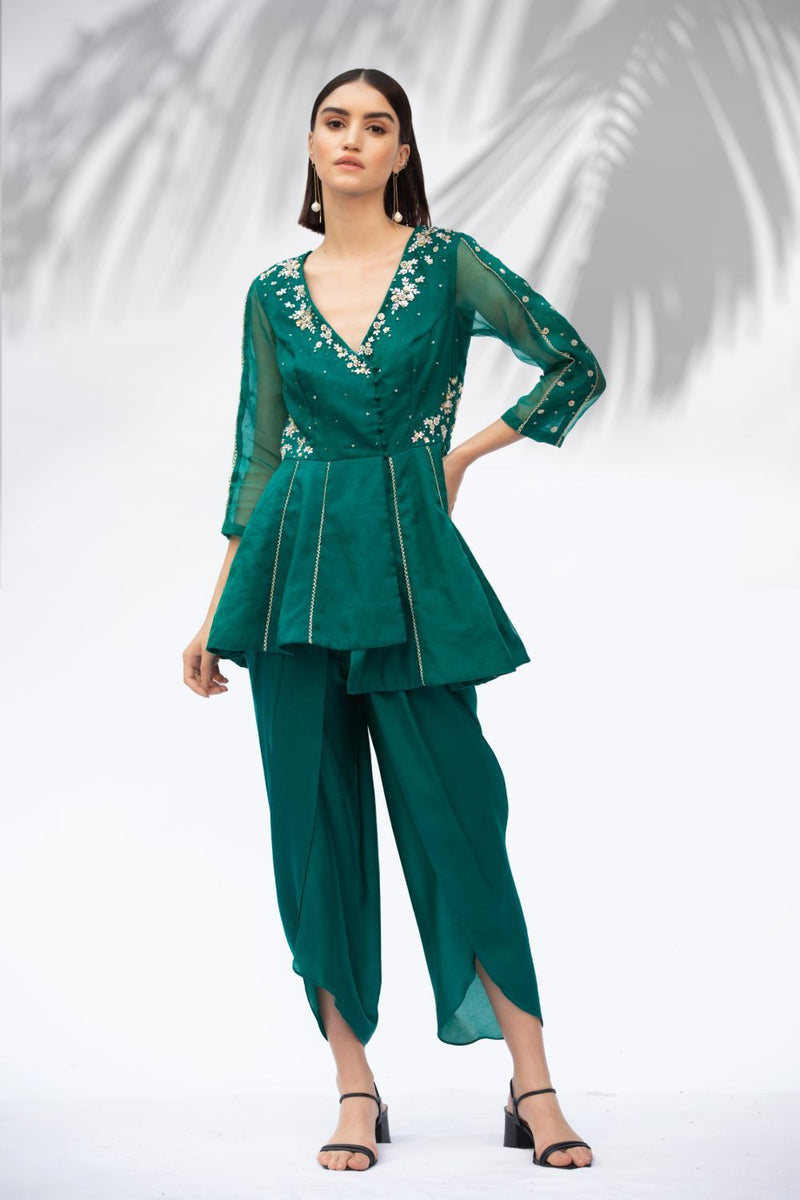 Emerald Green Tunic With Dhoti
