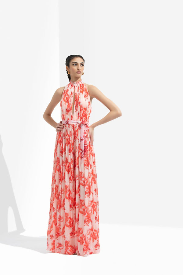Mirrai Printed Low Neckline Jumpsuit