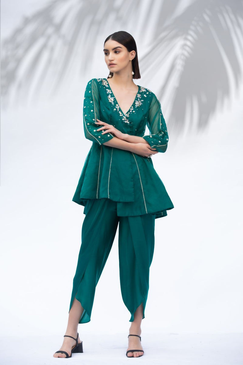 Emerald Green Tunic With Dhoti