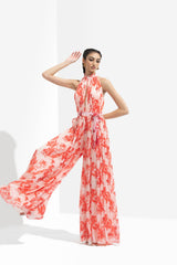 Mirrai Printed Low Neckline Jumpsuit