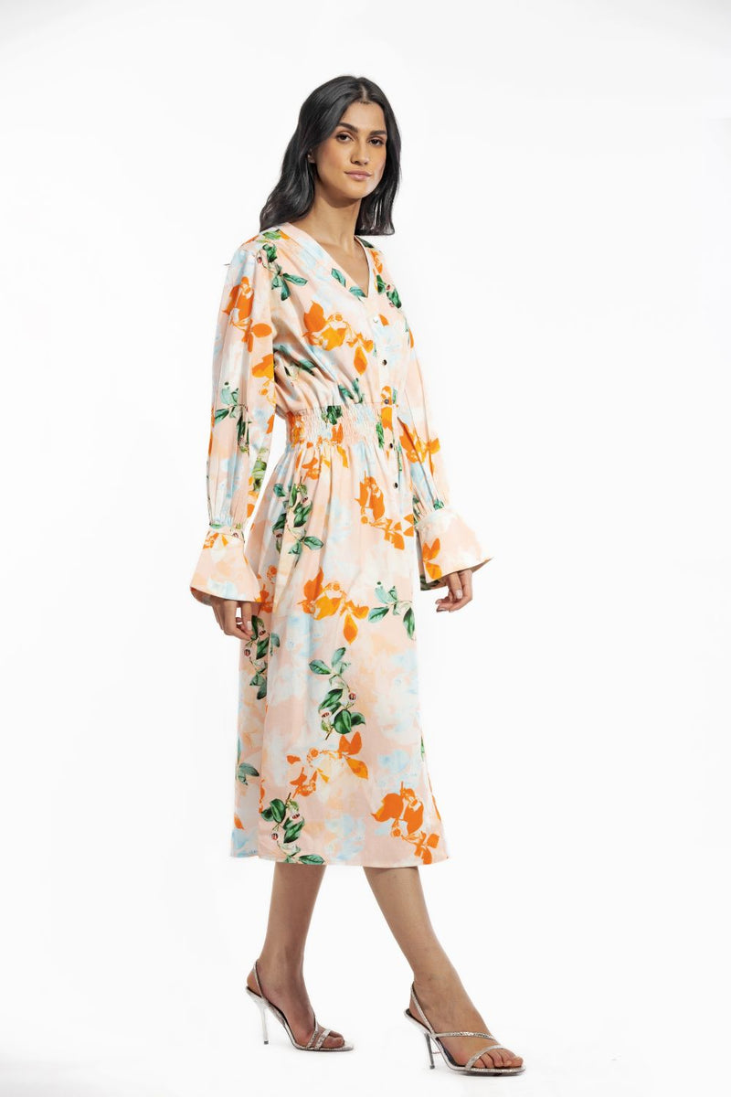 Cotton Poplin Printed Shirt Dress
