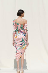 Side Gather One Shoulder Dress