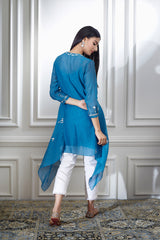 Blue Aari Embroidered Kurta Set