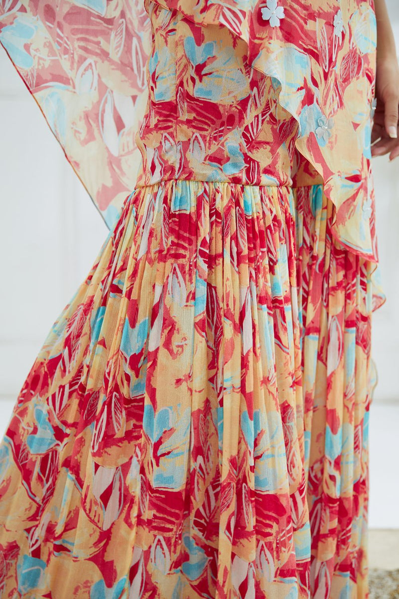 One Shoulder Printed Top With Sharara