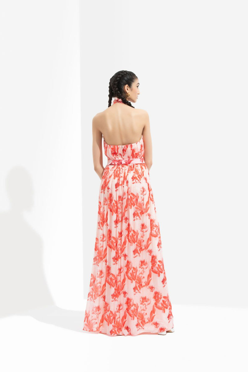 Mirrai Printed Low Neckline Jumpsuit