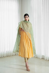 Yoke Kurta With Printed Pants And Dupatta