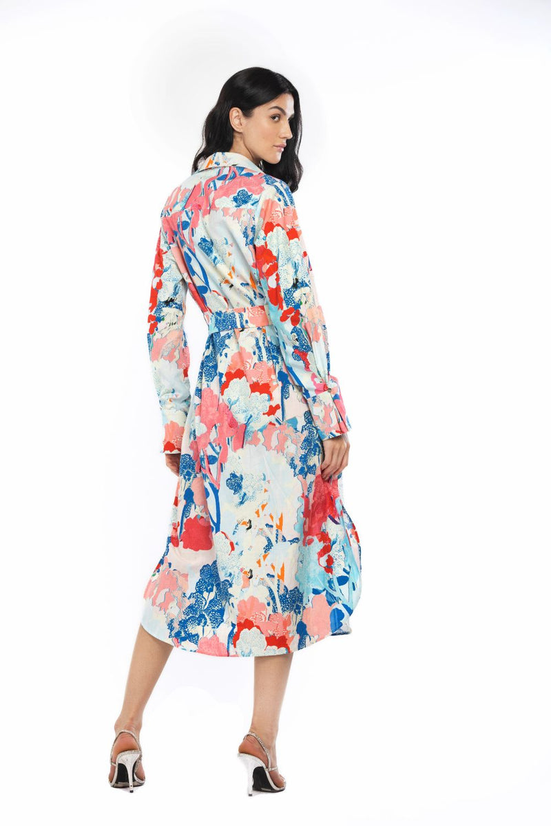 Cotton Poplin Printed Shirt Dress