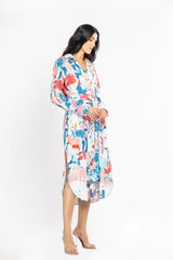 Cotton Poplin Printed Shirt Dress