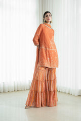 Kurta set with tiered sharara