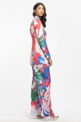 Satin Printed Jacket And Pant Set