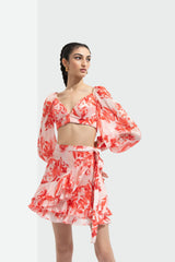 Matsu Printed Wrap Skirt Paired With Blouse