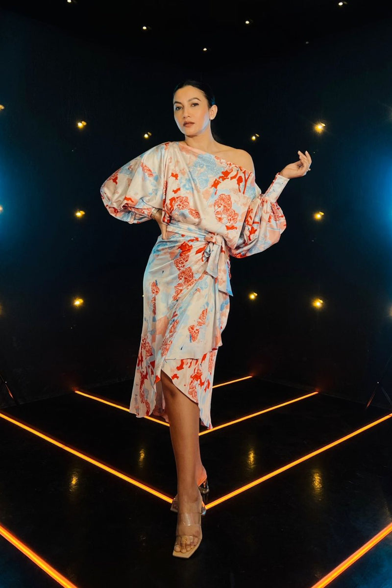 Gauahar Khan - Ivory printed wrap skirt set