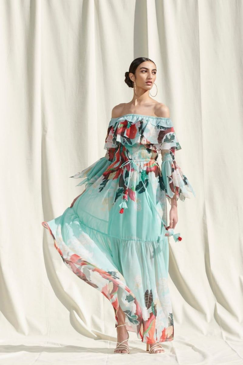 Off Shoulder Smocking Dress
