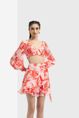 Matsu Printed Wrap Skirt Paired With Blouse